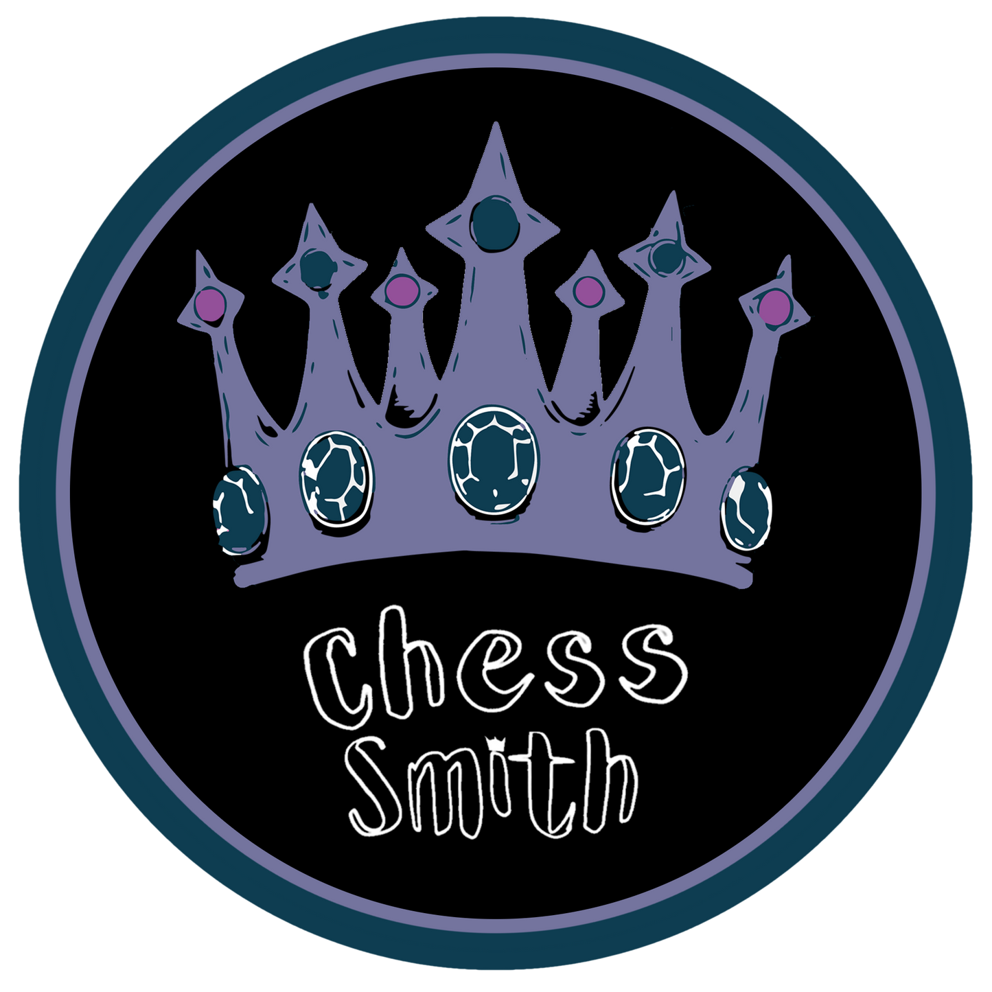 Vinyl Circle Sticker - Chess Smith Crown and Logo 7.5x7.5cm