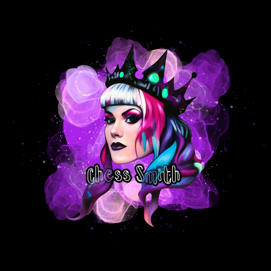 T-Shirt - Regal Chess Smith Cartoon Unisex Crew Neck in Purple Print