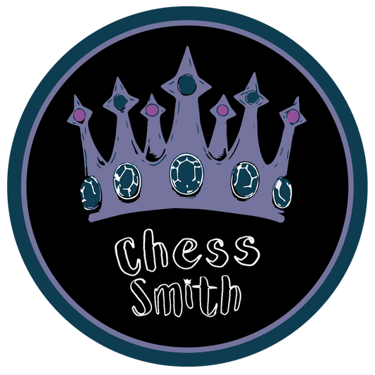 Vinyl Circle Sticker - Chess Smith Crown and Logo 7.5x7.5cm